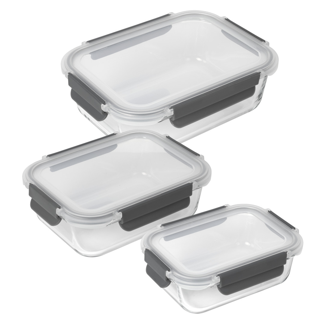 Kuhn Rikon - Glass Storage Container Set 3pcs with lids 0.64 L/1.05 L/1.52L