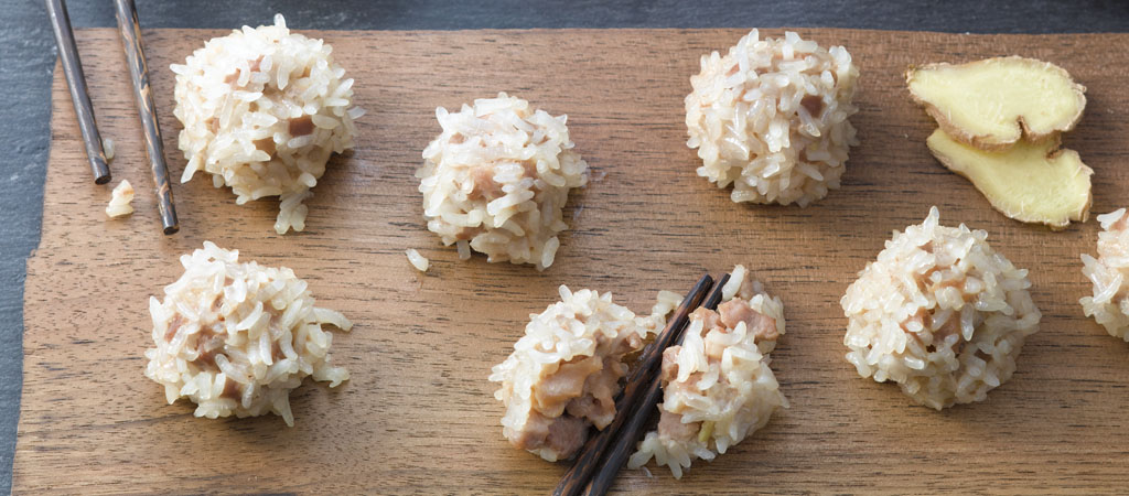 Steamed Rice Balls with Ginger Pork Filling